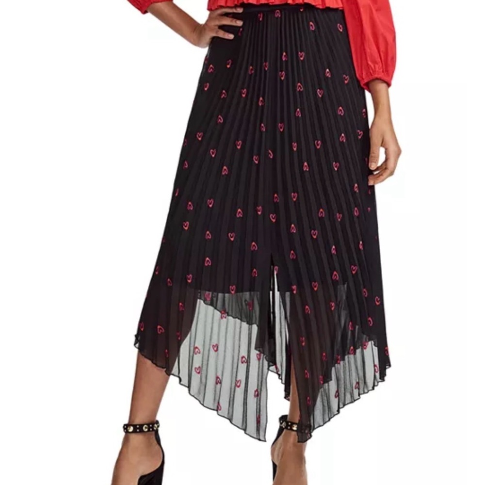 Maje • Jengo Embroidered Heart Midi Skirt in Black size small